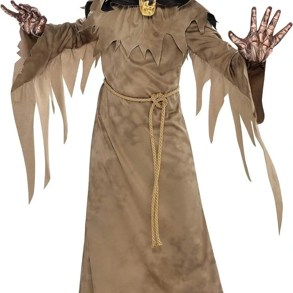 Halloween Costume Size 12-14 Years Swamp Creeper Scary Creature Robe Mask Belt